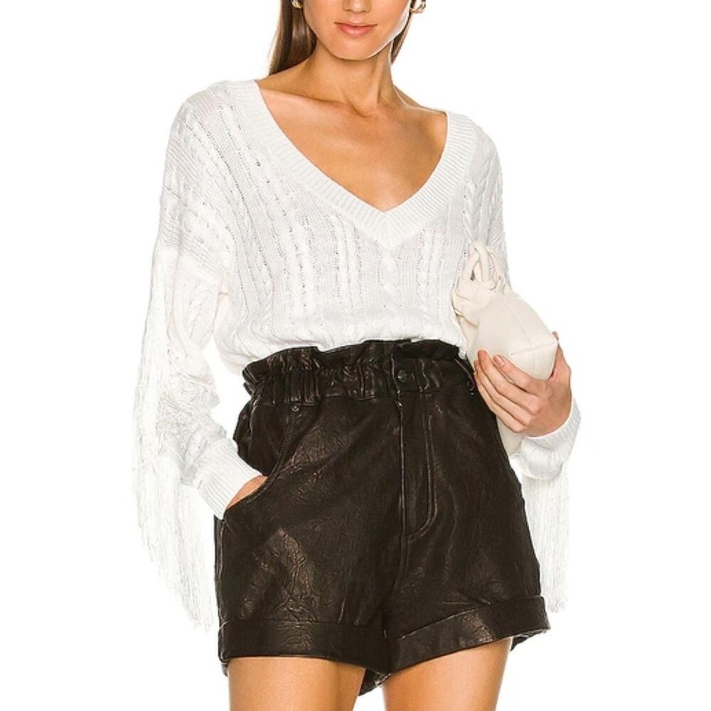 L'agence Cable Knit‎ Sweater Fringe Detail Savannah Size XS Western Luxury